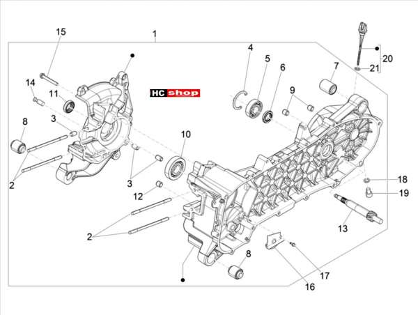Piaggio Liberty iGet 50 4T 3V E4 Motor - Kurbelwellengehäuse
