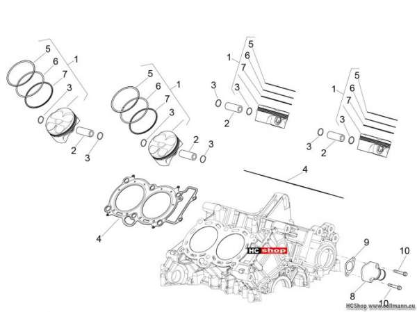 Aprilia RSV4 RR Race Pack Zylinder - Kolben