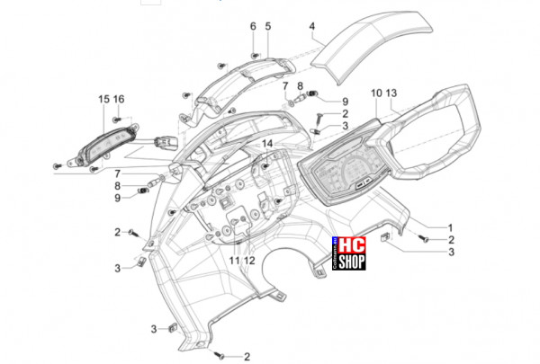 Piaggio MP3 310 HPE Sport E5+ - Lenker-Lenkung - Cockpitinstrumente