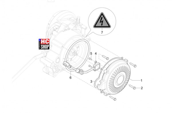 Vespa Primavera Elettrica 45 KM/H- Elektromotor - Kurbelgehäuseabdeckung
