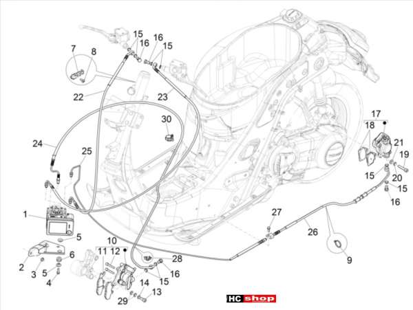 Vespa GTS 125 E4 ABS SUPER Bremsanlage Bremschlauchen - Bremszangen