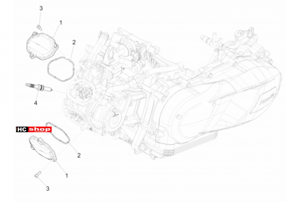 Vespa GTS 125 4T IE ABS E4 Motor Zylinderkopfabdeckung