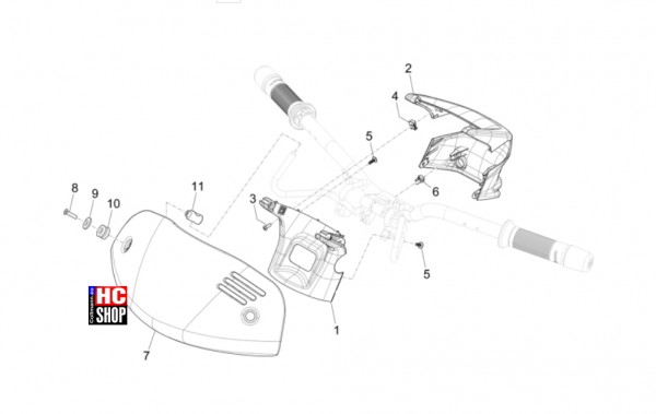 Vespa GTV 300 HPE RST - Lenker-Lenkung - Lenker Deckungen
