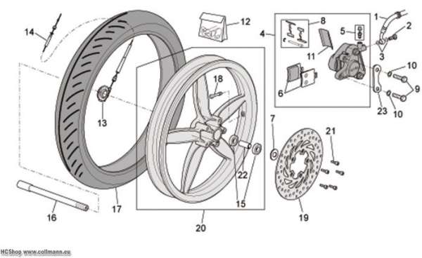 Aprilia Vorderrad Scheibenbremse Scarabeo 4T E3 100