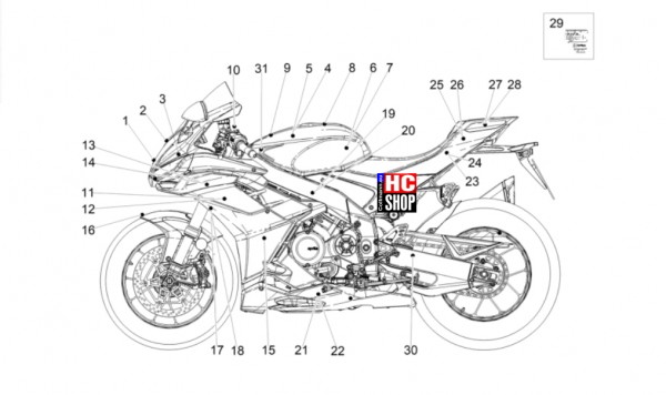 Aprilia RSV4 1100 Factory E5 - Aufbau - Deko