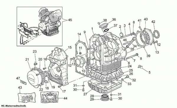 Moto Guzzi Kurbelwellengehäuse V 11 Sport/Mandello 1100