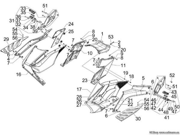 Gilera Mittlere Verkleidung - Fußraster GP 800