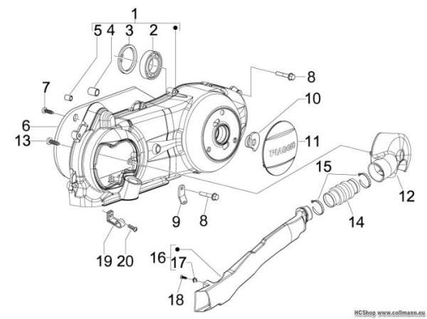 Piaggio Kurbelwelledeckel - Kühlung Fly 125 4T