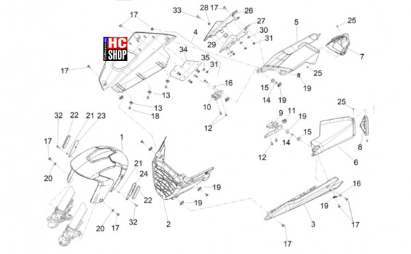 Aprilia RS 660 Factory E5+ - Aufbau - Vorderes Schutzblech-Stütze