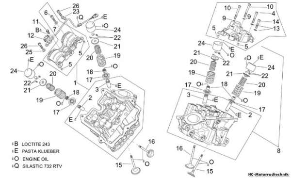 Aprilia Zylinderkopf und Ventile Tuono 1000