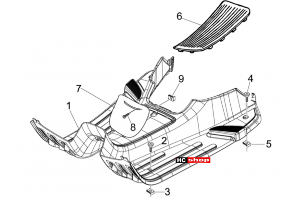Vespa LX 50 4T Fahrgestell Mittlere Verkleidung