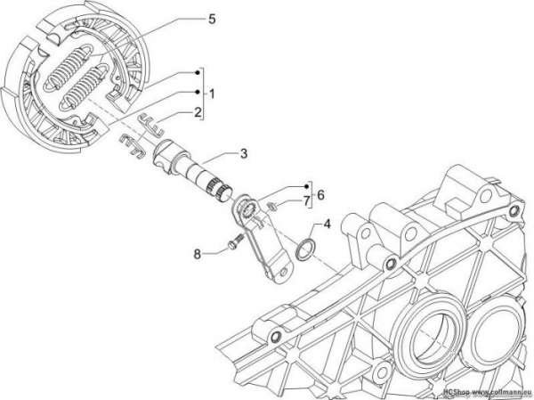 Piaggio Hinterbremse - Bremsbackensatzen Fly 50 2T