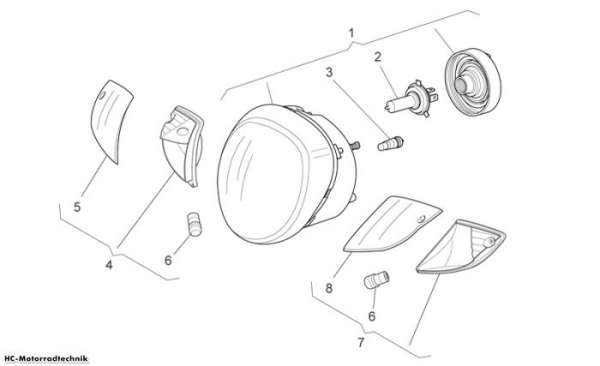 Aprilia Scheinwerfer Scarabeo Light Carb. 125/200