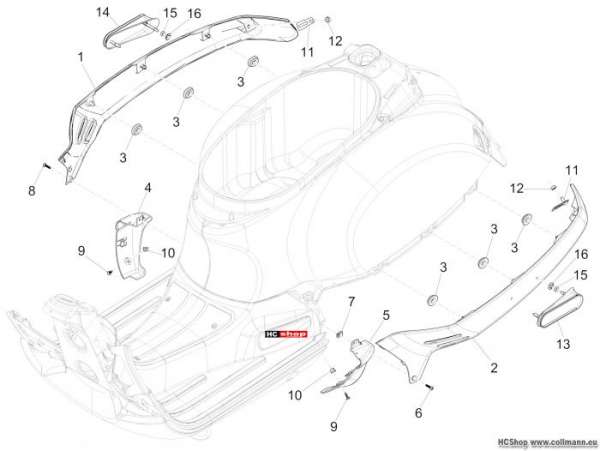 Vespa GTS 300 Seitenabdeckung - Spoiler