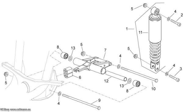 Aprilia H.radaufhängung Scarabeo 2T E2 eng.Piaggio 50