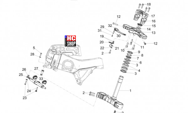 Aprilia Tuono V4 Factory 1100 E5 SE 09 SBK - Lenkstange-Schaltungen - Lenkung