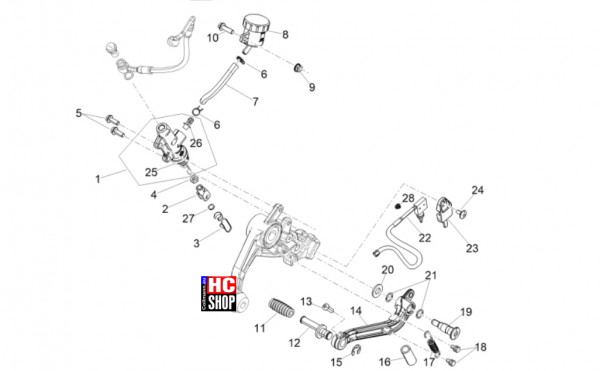 Aprilia RS 660 Factory E5+ - Bremsanlage - Hinterradbremspumpe