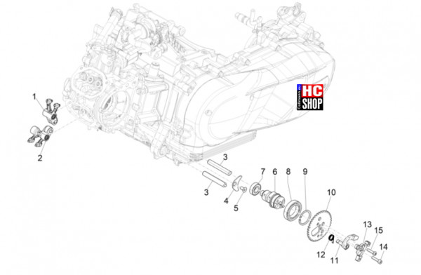 Vespa GTS 125 E5 Super-Super Sport-Super Tech - Motor - Schwinghebelhalterung