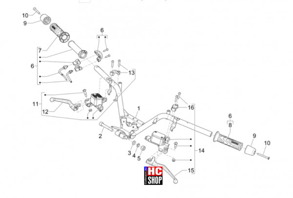Piaggio MP3 310 HPE Sport E5+ - Lenker-Lenkung - Lenker-Hauptbremszylinder