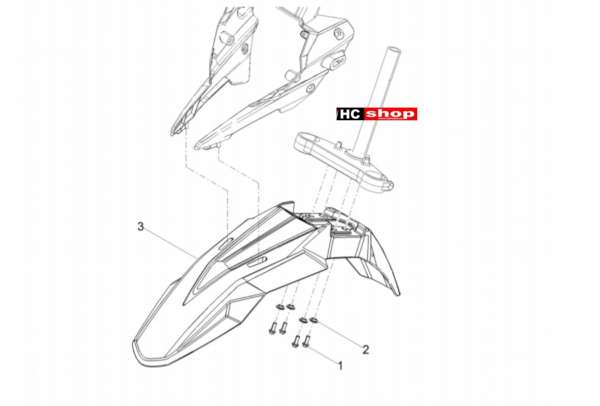 Aprilia SX 50 E4 Aufbau Vorderes Schutzblech - Stütze