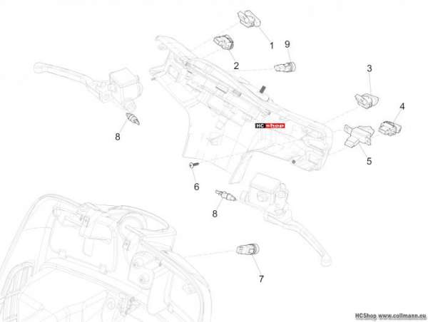Vespa GTS 360 Wechselschalter Umschalter Druckschalter