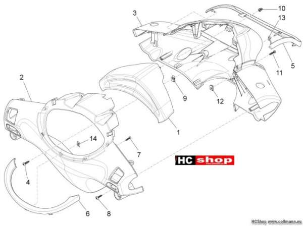 Piaggio Lenker Deckungen Fly 125 ie. 3V