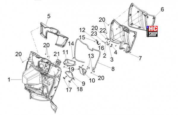 Aprilia SXR 50 E5+ - Fahrgestell-Karosserie - Vorderes Handschuhfach-Schild Rückseite