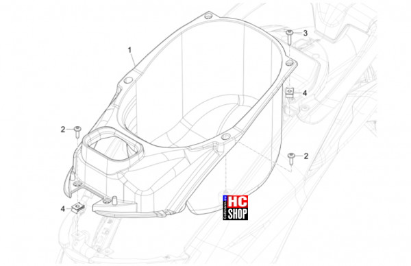 Piaggio Liberty 125 iget E5+ - Fahrgestell-Karosserie - Schutzhelmgehäuse-Untersitz