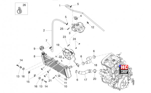 Aprilia Tuono 125 E5+ - Kühlungsanlage
