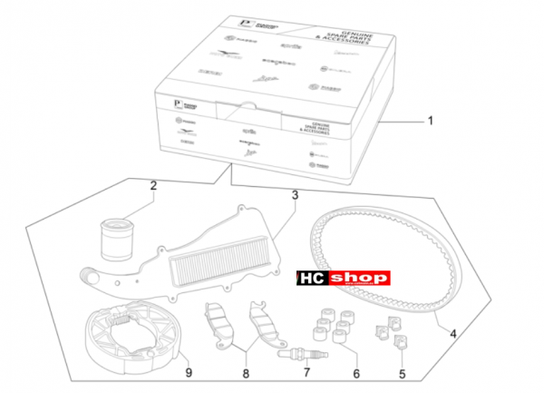 Vespa Primavera 125 4T E4 - Maintenance Complete wear and maintenance kit