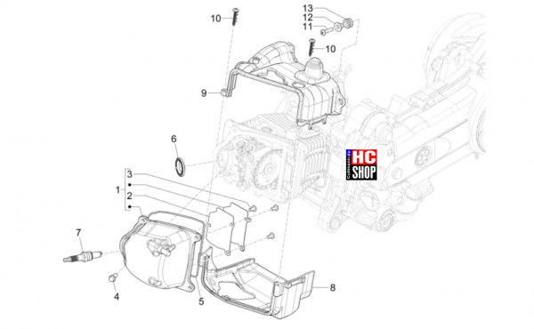 Vespa Sprint S 50 E5 - Motor - Zylinderkopfabdeckung
