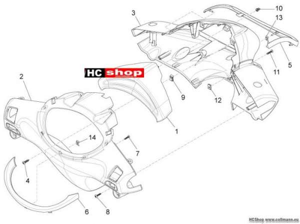 Piaggio Fly 50 4T Lenker Deckungen