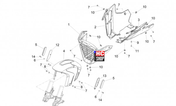 Aprilia Tuono V4 Factory 1100 E5 SE 09 SBK - Aufbau - Vorderes Schutzblech