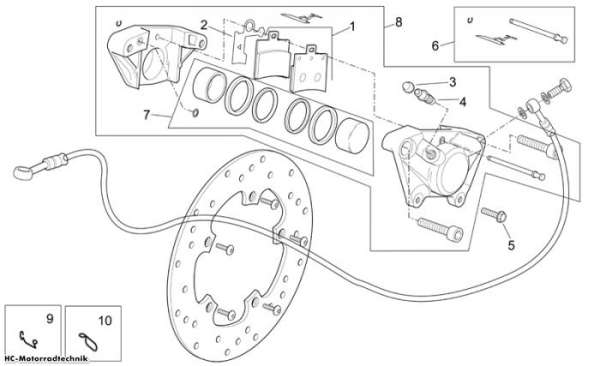 Aprilia Hinterradzange Scarabeo E3 125/200