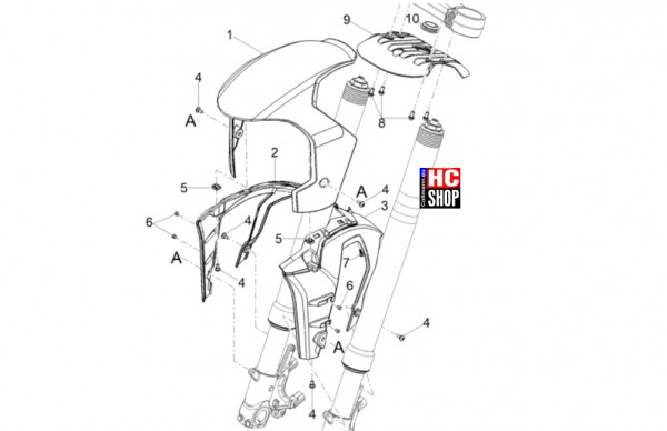 Moto Guzzi V100 Mandello Wind Tunnel E5+ - Aufbau - Vorderes Schutzblech-Stütze