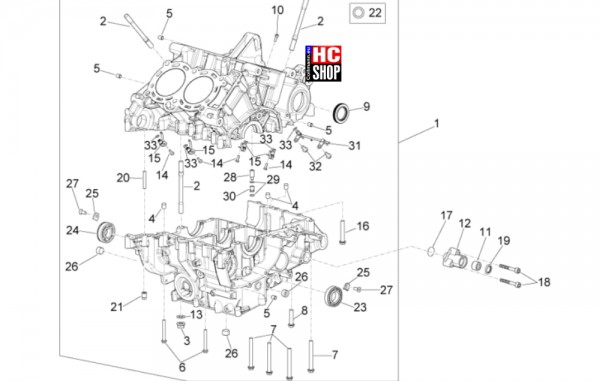 Aprilia RSV4 1100 Factory E5 - Motor - Gehäuse I