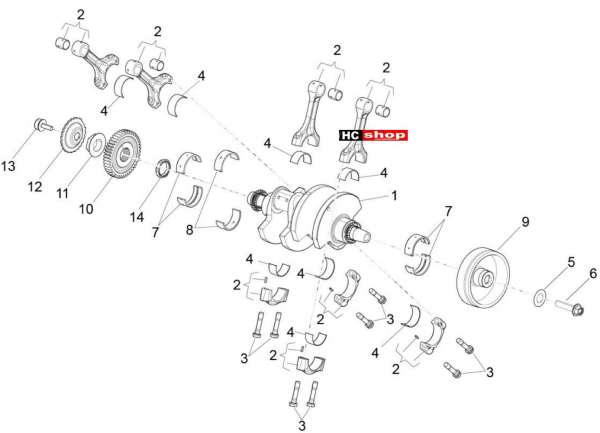 Aprilia RSV 4 1000 RF E3 ABS Motor Kurbelwelle