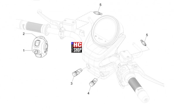 Vespa GTV 300 HPE RST - Elektrische Anlage - Wechselschalter-Umschalter