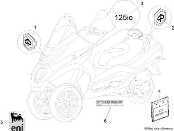 Piaggio Plaketten - Verzierungen MP3 125 ie