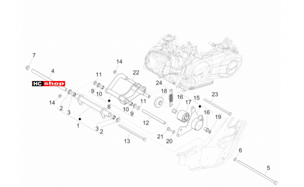 Vespa GTV 300 HPE E4 ABS Radaufhängungen Schwingarm