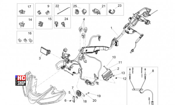 Aprilia Tuono V4 Factory 1100 E5 SE 09 SBK - Elektrische Anlage - Vorder Elektrische Anlage