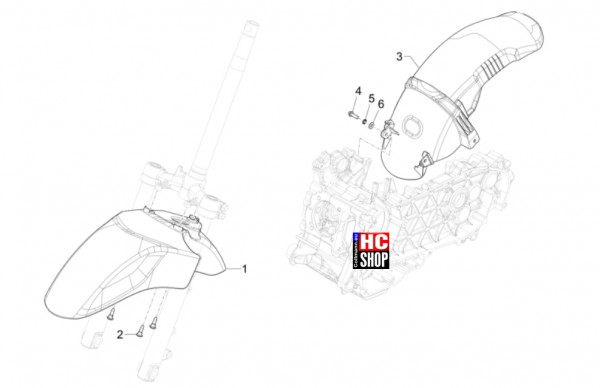 Piaggio Liberty 125 iget E5+ - Fahrgestell-Karosserie - Radgehäuse-Radkotflügel