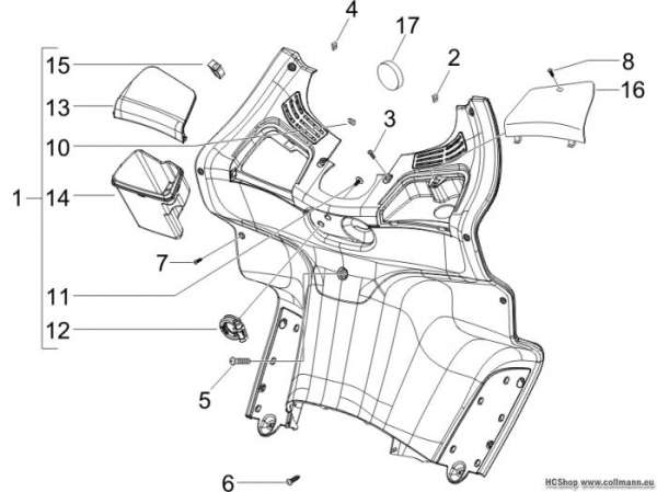 Piaggio Vorderes Handschuhfach - Schild X8 125