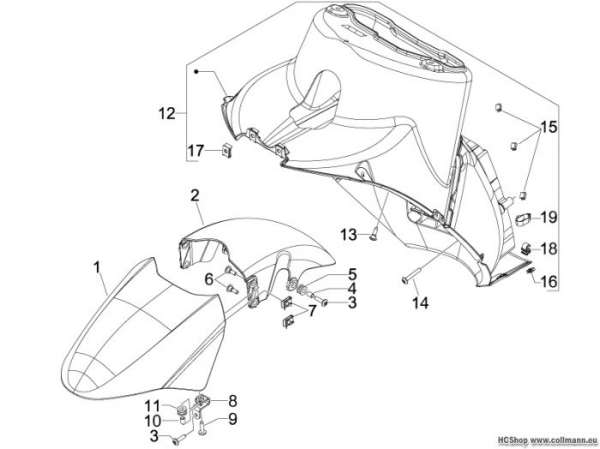 Gilera Radgehäuse - Radkotflügel GP 800