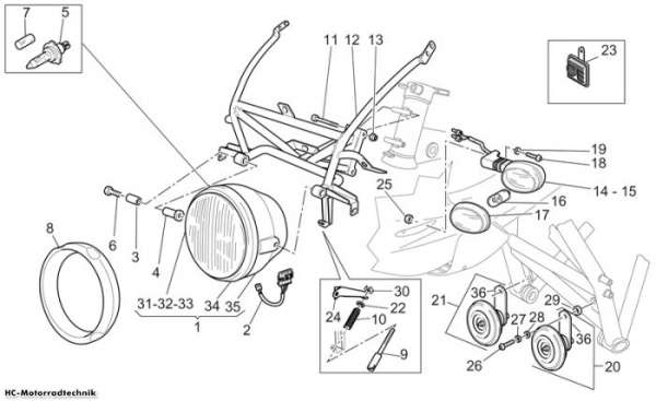Moto Guzzi Scheinwerfer LM-RC-NC V 11 Cat. 1100