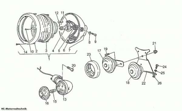 Moto Guzzi Scheinwerfer-Hupe Nevada 750