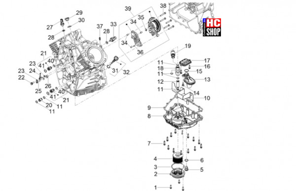 Moto Guzzi V100 Mandello Wind Tunnel E5+ - Motor - Schmierung