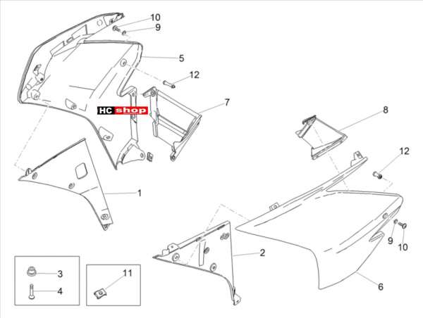 Aprilia RSV 4 1000 RR E4 ABS Aufbau Seitenverkleidung