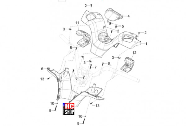 Piaggio MP3 310 HPE Sport E5+ - Lenker-Lenkung - Lenker Deckungen