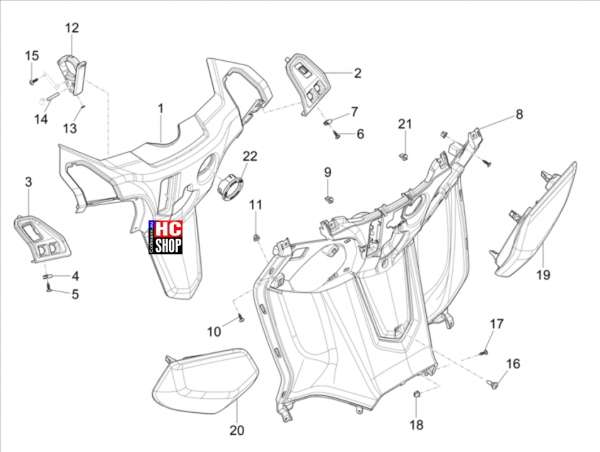 Piaggio MP3 400 hpe RST Classic-Sport Vorderes Handschuhfach - Schild-Rückseite